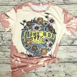 Fleetwood Mac Floral Pink Acid
Wash Tee